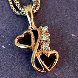Double Gold Heart Pendant Necklace perfect for Valentines Day